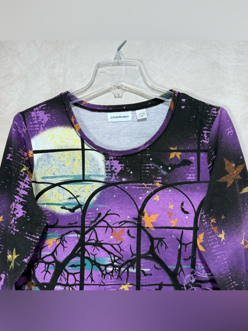i.b. Diffusion Halloween Gothic Cat Top Purple M - Picture 2 of 8